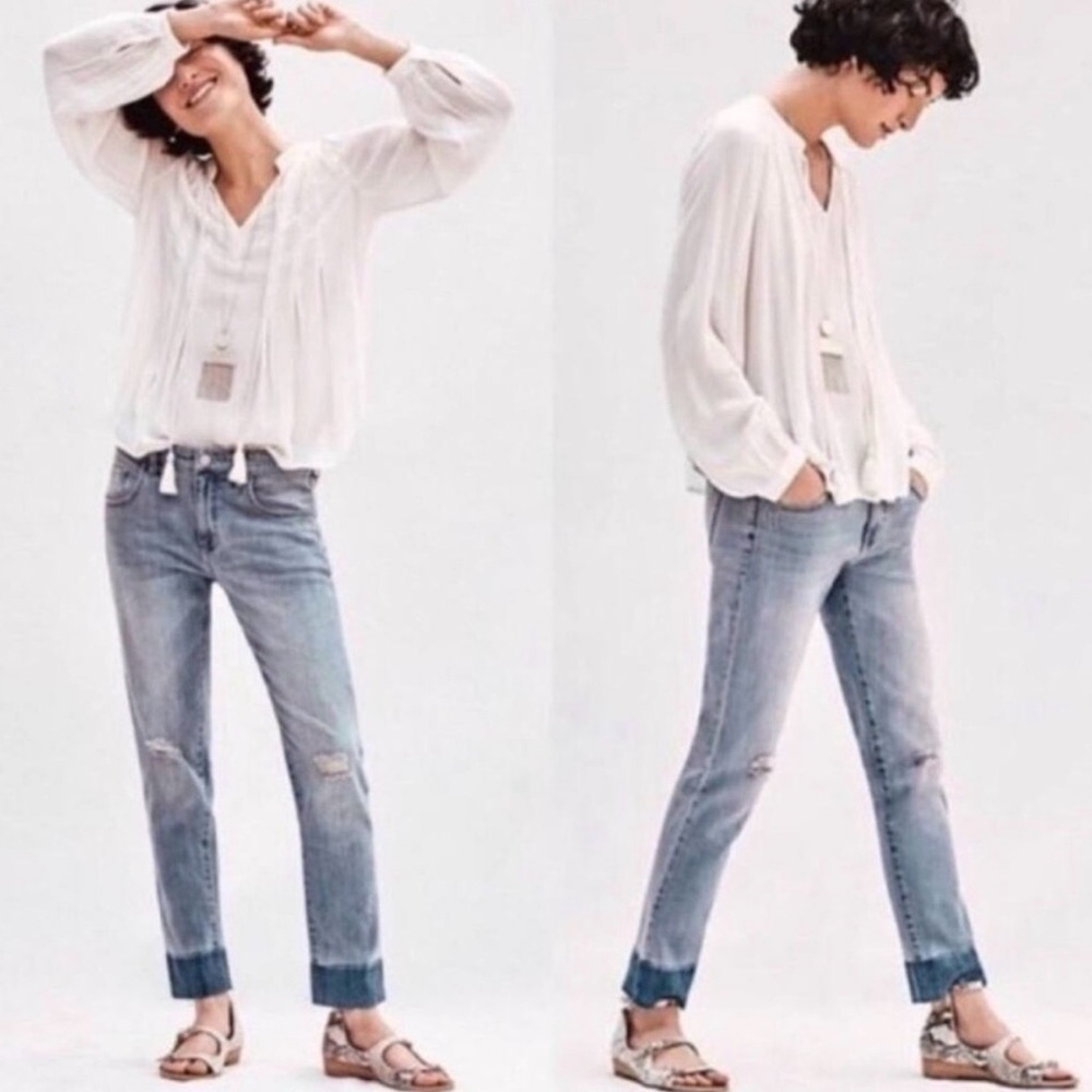 Pilcro and the Letterpress | EM Boho Raw Hem Distressed Jeans | Sz 29